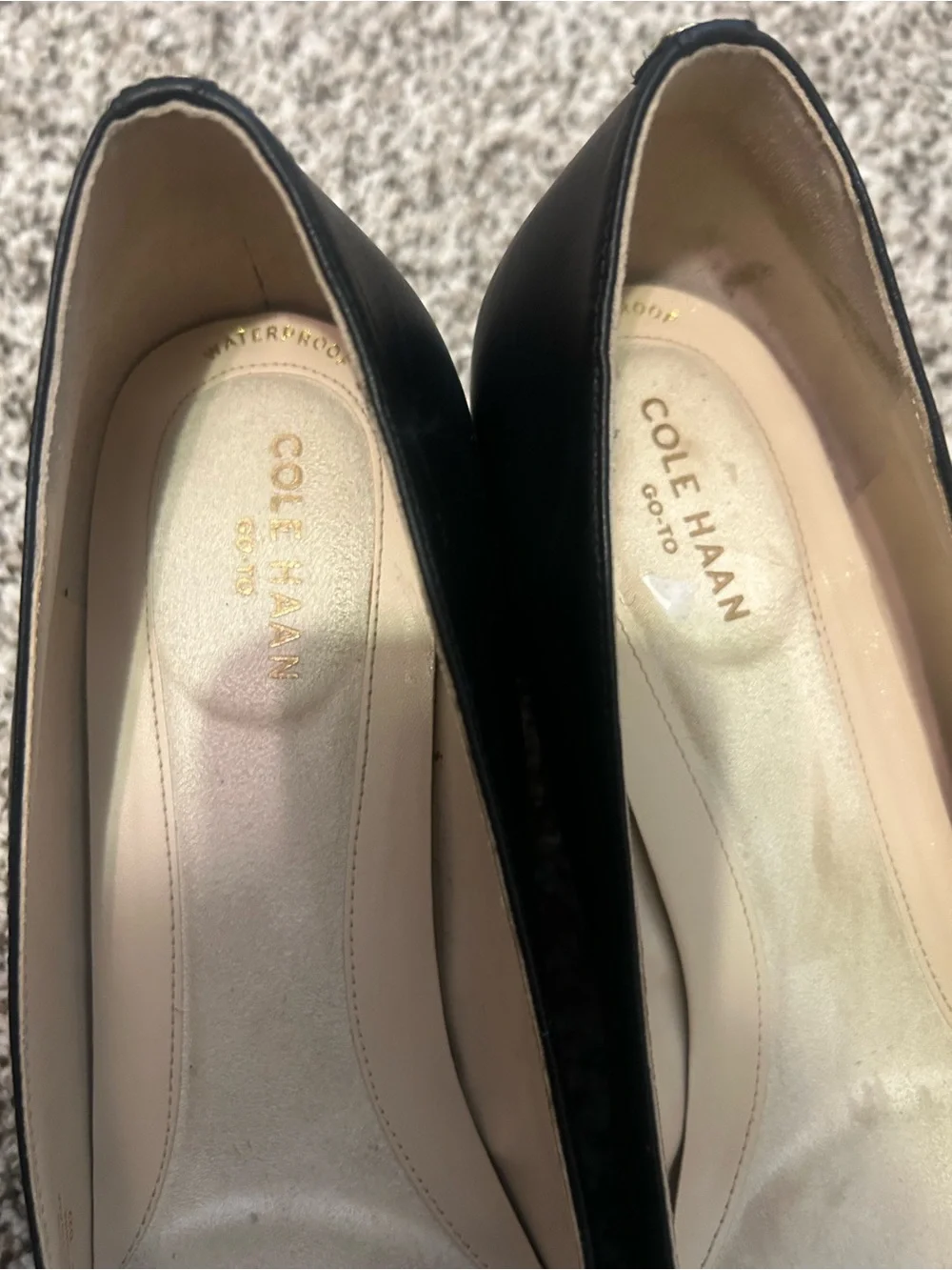 Cole Haan Black Pointed-Toe Leather Pumps